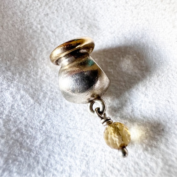 PANDORA Rare Retired Buttercup Dangle Charm w/ 14k Gold and Champagne CZ Details - Picture 9 of 10